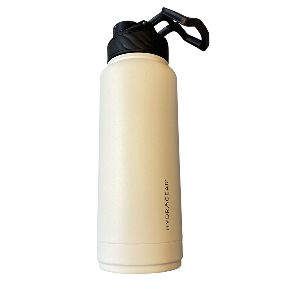 HydraGear 40 oz Insulated Stainless Steel Water Bottle White Minimalist Chug Lid